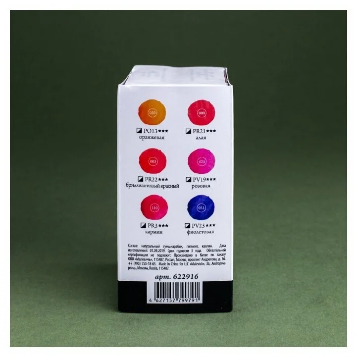 Набор акварели Малевичъ Frida, Red berries, 6 цветов по 12 мл